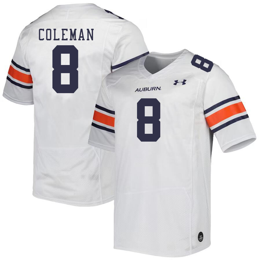 Men #8 Cam Coleman Auburn Tigers College Football Jerseys Stitched-White